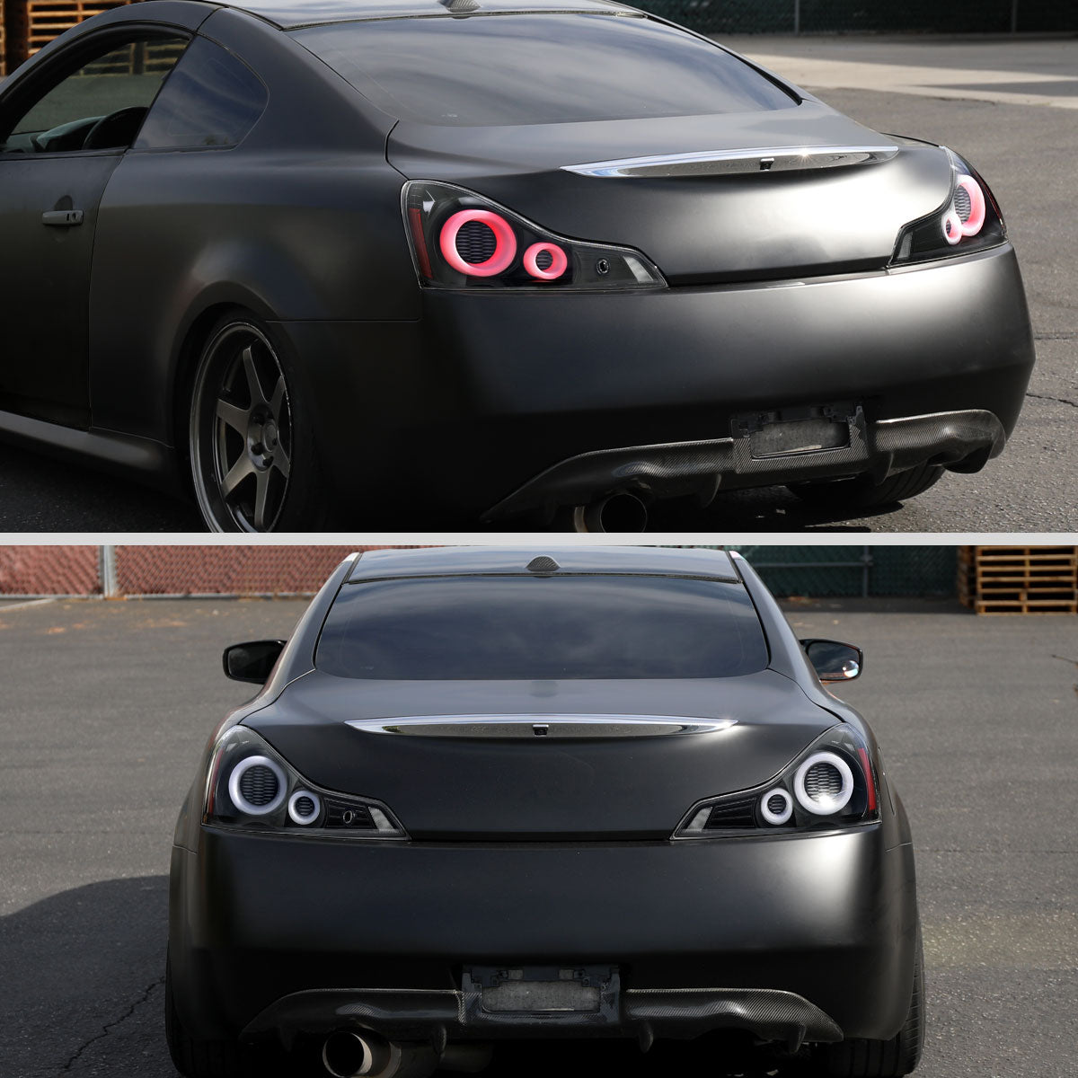 2008-2013 Infiniti G37/2014-2015 Q60 Coupe/Convertible LED Tail Lights w/ Switchback Sequential Turn Signals (Jet Black Housing / Clear Lens)