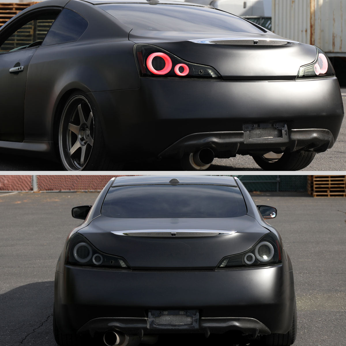 2008-2013 Infiniti G37/2014-2015 Q60 Coupe/Convertible LED Tail Lights w/ Switchback Sequential Turn Signals (Black Housing / Smoked Lens)