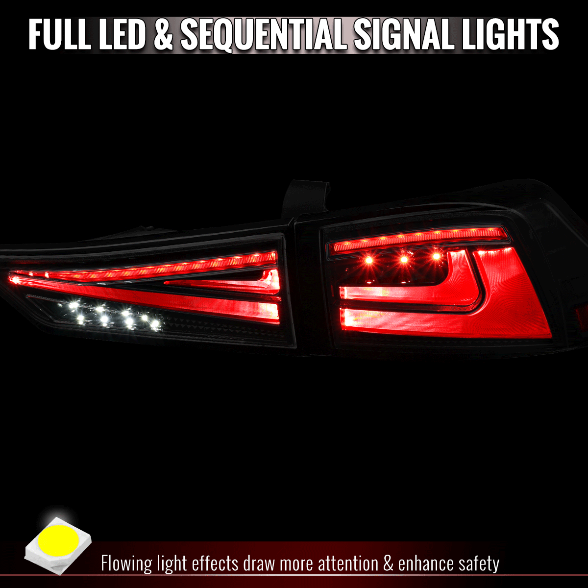 2014-2017 Lexus IS250 / IS350 Full LED Tail Lights with Sequential Turn Signal (Black Housing / Clear Lens)