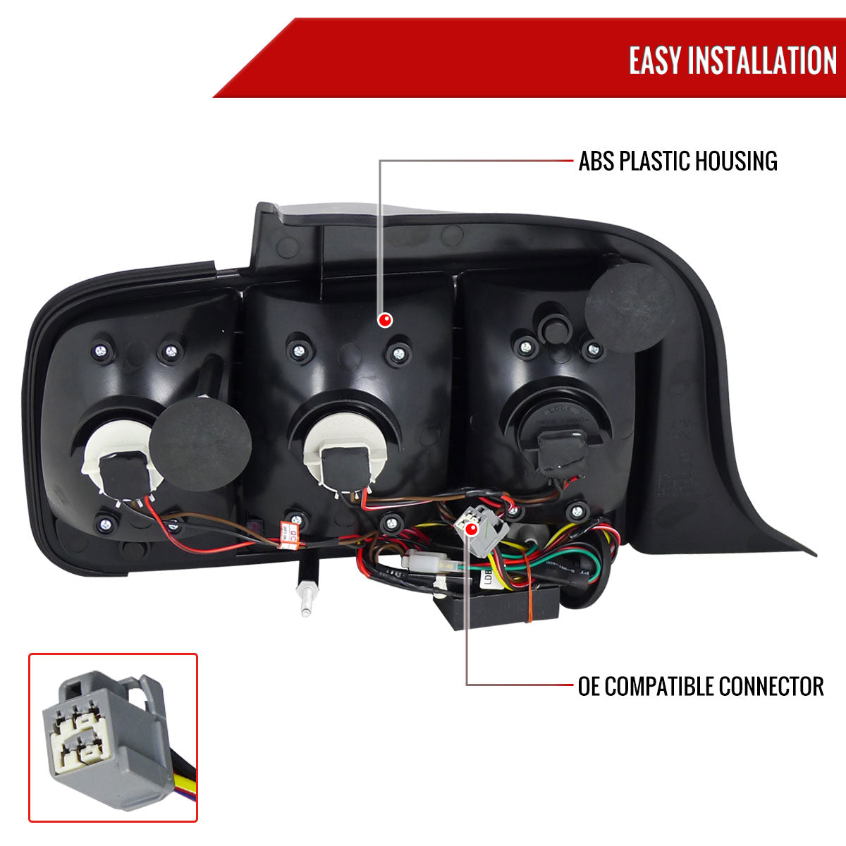2005-2009 Ford Mustang Sequential LED Tail Lights (Matte Black Housing/Clear Lens)