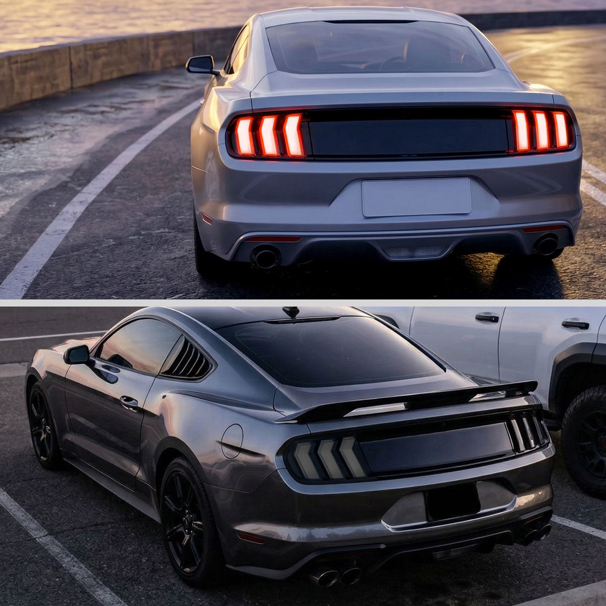 2015-2023 Ford Mustang Sequential LED Turn Signal Tail Lights (Black Housing / Smoke Lens)