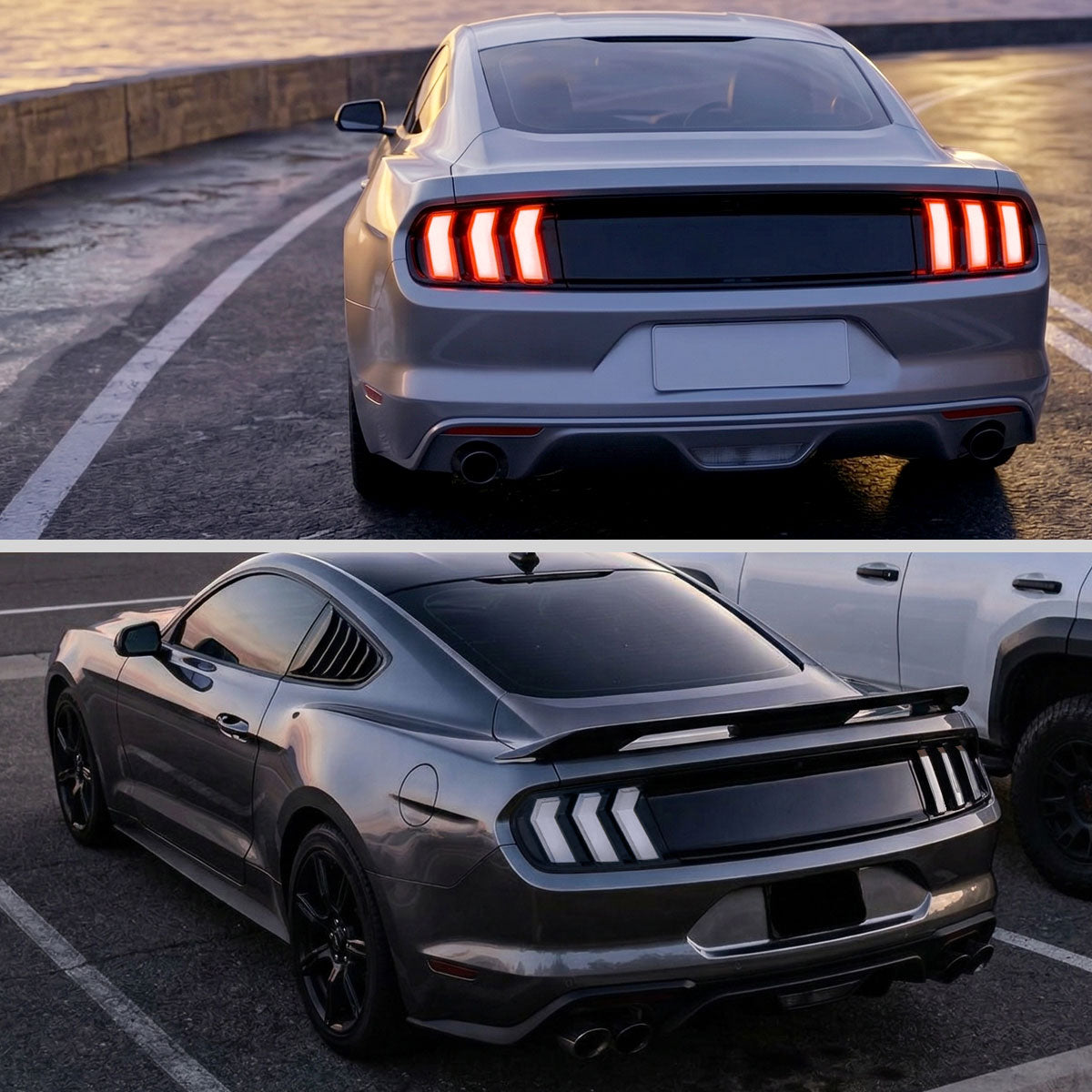 2015-2023 Ford Mustang Sequential LED Turn Signal Tail Lights (Black Housing / Clear Lens)