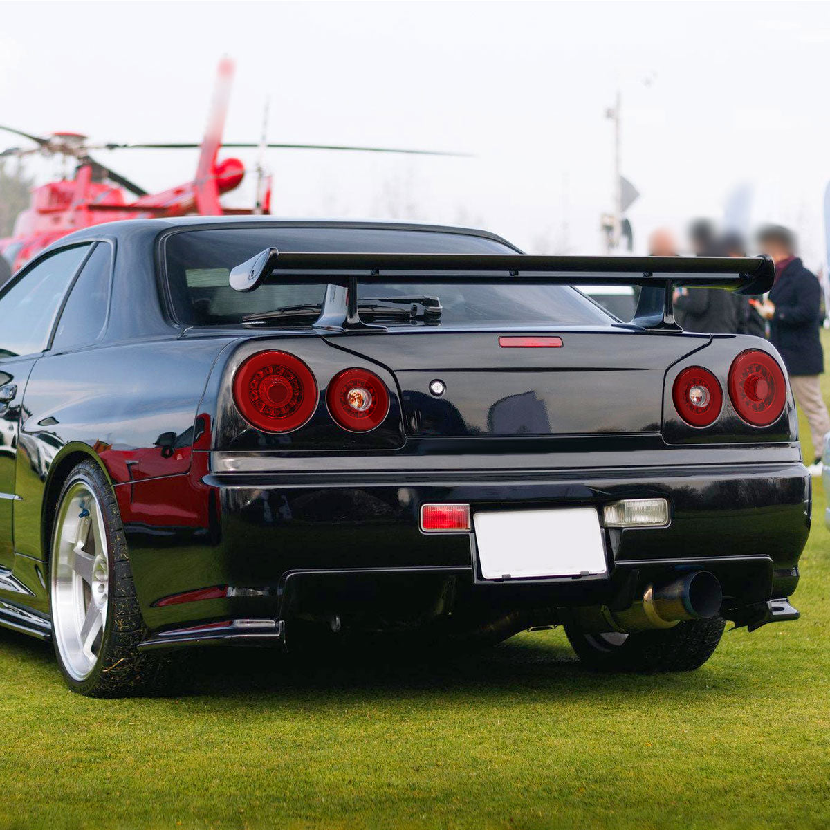 1999-2002 Nissan Skyline GT R34 JDM Red LED Tail Lights (Chrome Housing/Red Lens)