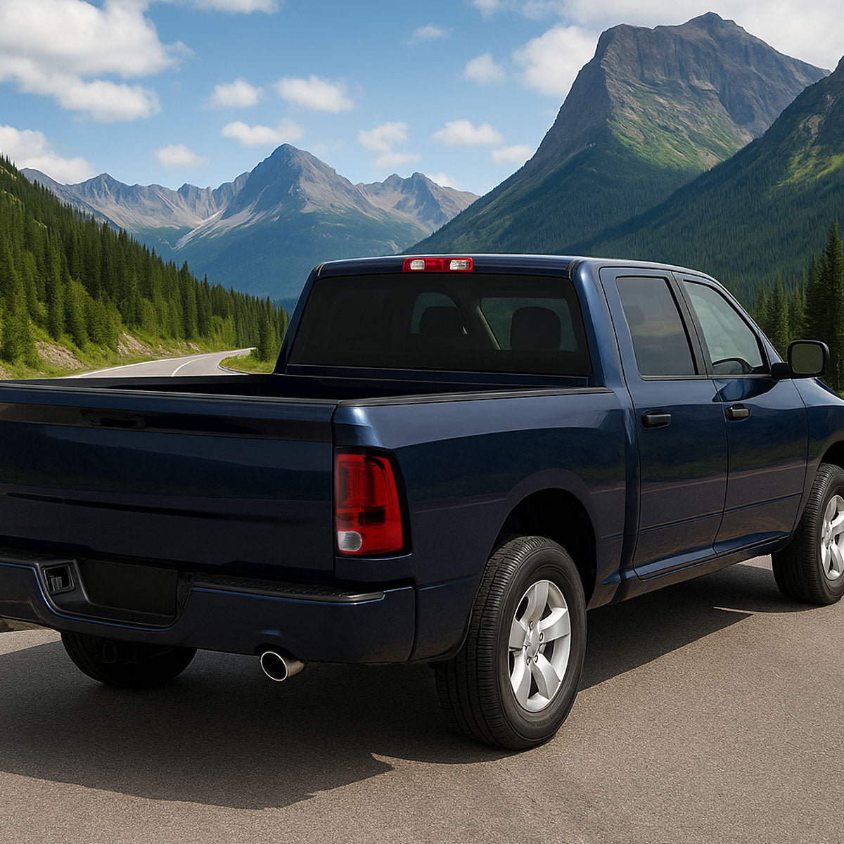 2009-2018 Dodge RAM 1500 / 2019-2021 RAM Classic / 2010-2018 RAM 2500 3500 White Bar LED Tail Lights (Chrome Housing/Red Lens)