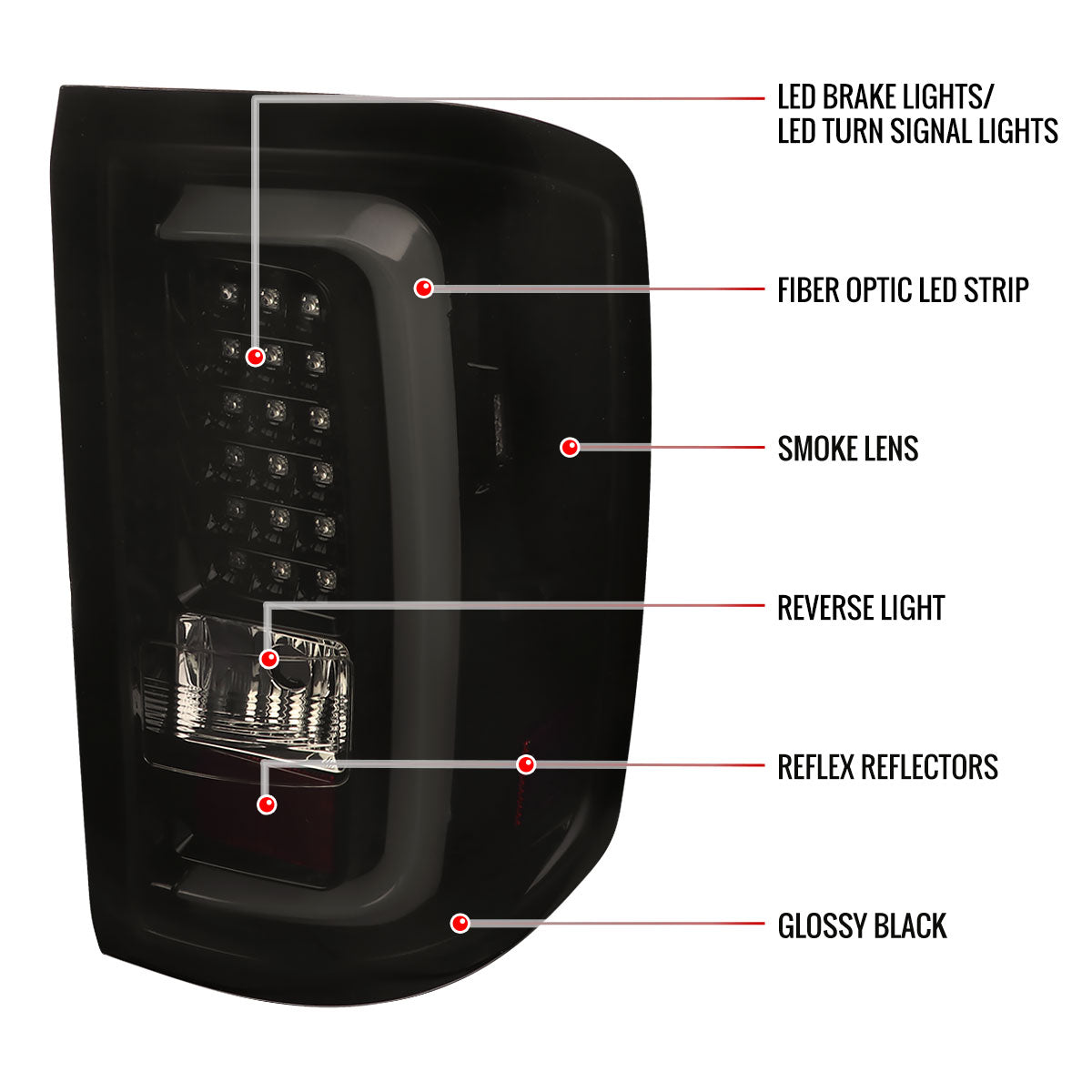 2014-2018 GMC Sierra 1500/2500HD/3500HD LED Tail Lights (Glossy Black Housing/Smoked Lens)