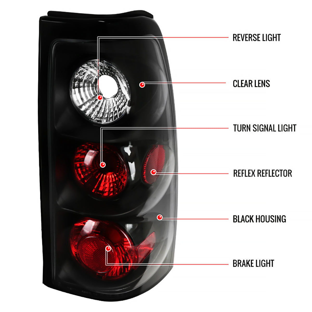 2003-2006 Chevrolet Silverado Tail Lights (Matte Black Housing/Clear Lens)