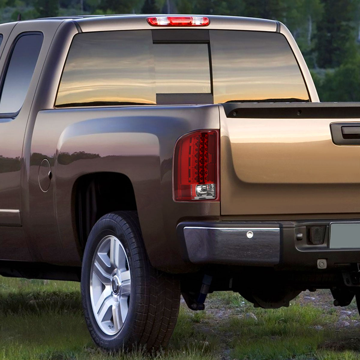 2007-2014 Chevrolet Silverado LED Tail Lights - OZ (Chrome Housing/Red Lens)