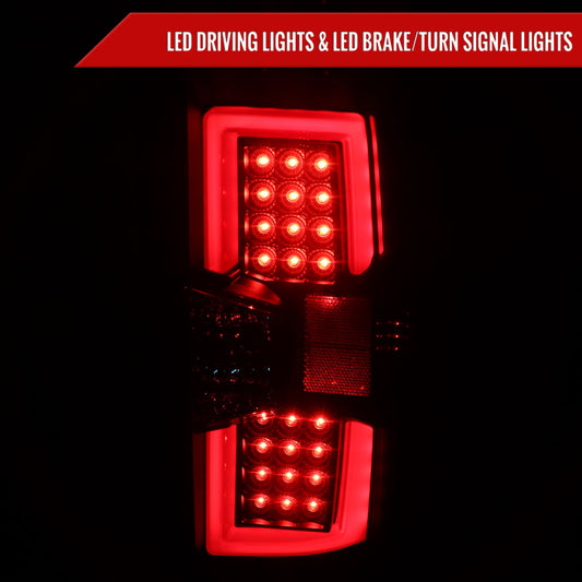 2014-2019 Chevrolet Silverado 1500/ 2015-2019 Silverado 2500HD 3500HD GMC Sierra 3500HD Red Bar LED Tail Lights (Black Housing/Clear Lens)