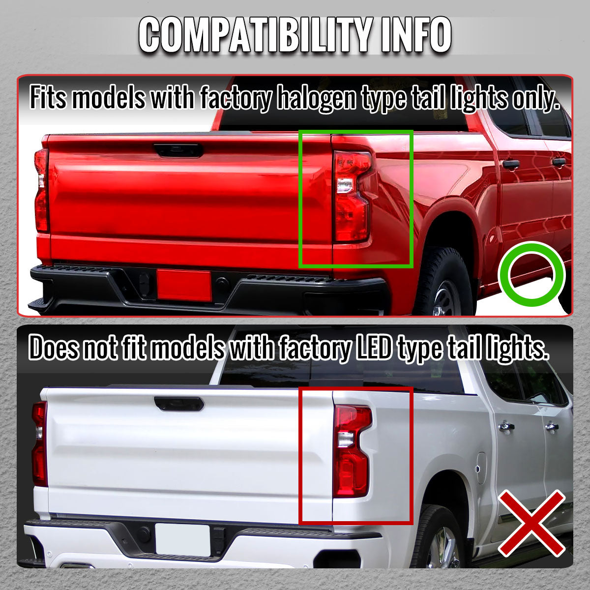 2019-2026 Chevrolet Silverado 1500 / 2020-2023 Silverado 2500HD/3500HD Full LED Switchback Sequential Tail Lights (Black Housing / Smoked Lens)