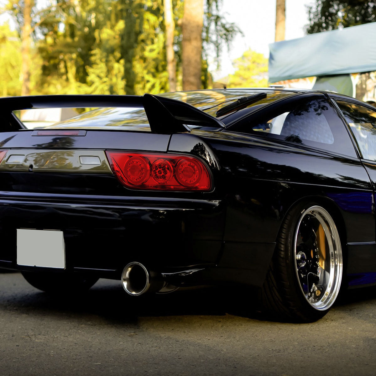 1991-1998 Nissan 180SX RPS13 / 240SX S13 S14 JDM Red LED Tail Ligths (Chrome Housing/Red Lens)