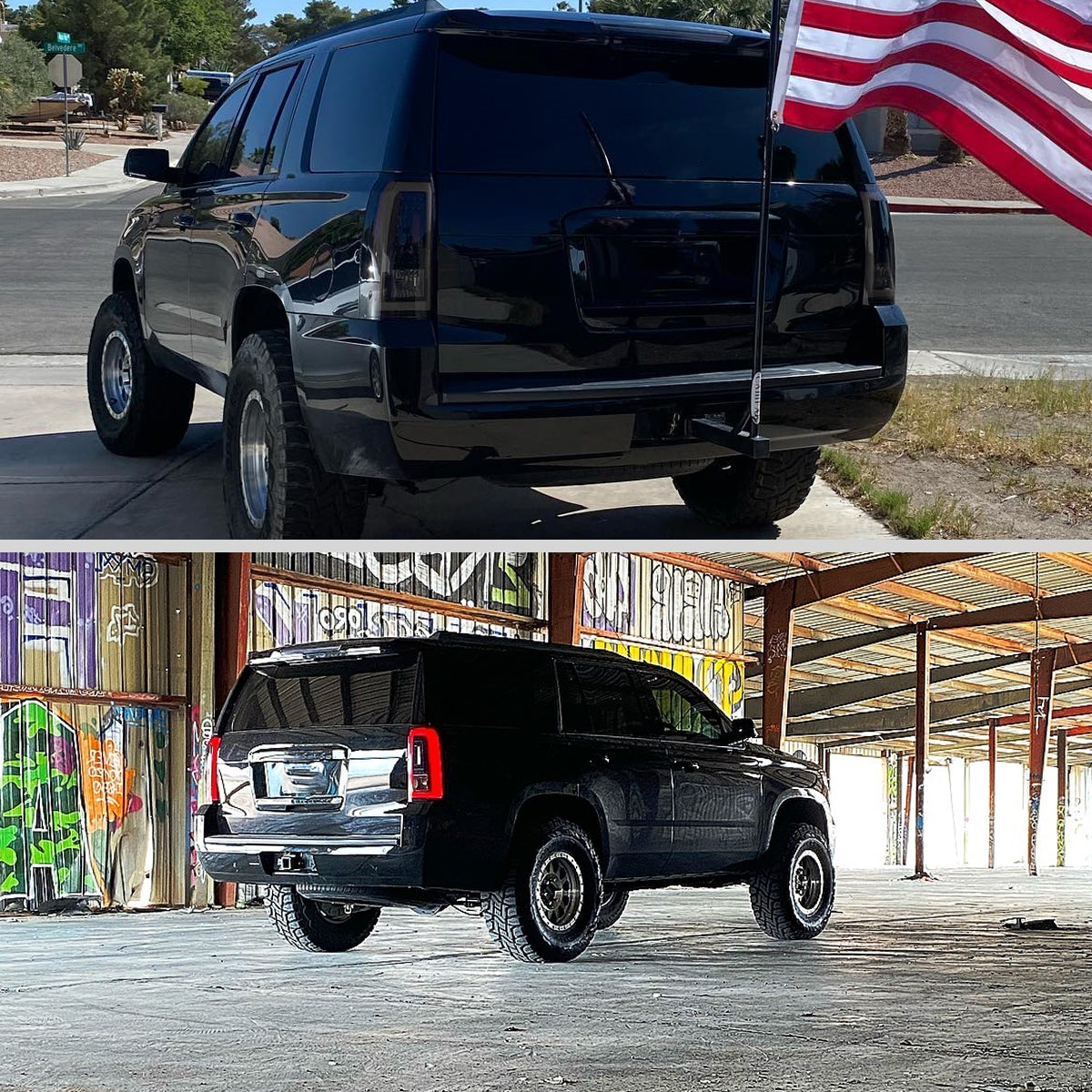 2015-2020 Chevrolet Tahoe/Suburban LS LT LTZ Premier LED Tail Lights (Glossy Black Housing/Smoked Lens)