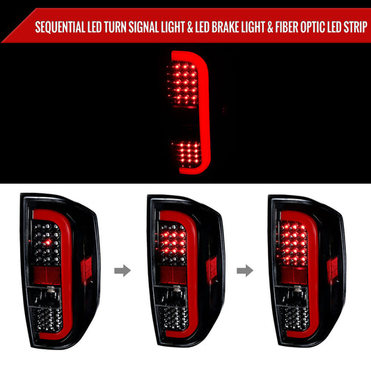 2014-2021 Toyota Tundra Sequential LED Tail Lights (Jet Black Housing/Clear Lens)