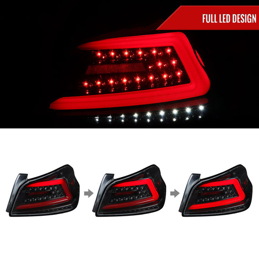 2015-2021 Subaru WRX Sequential Red Bar LED Tail Lights (Jet Black Housing/Clear Lens)