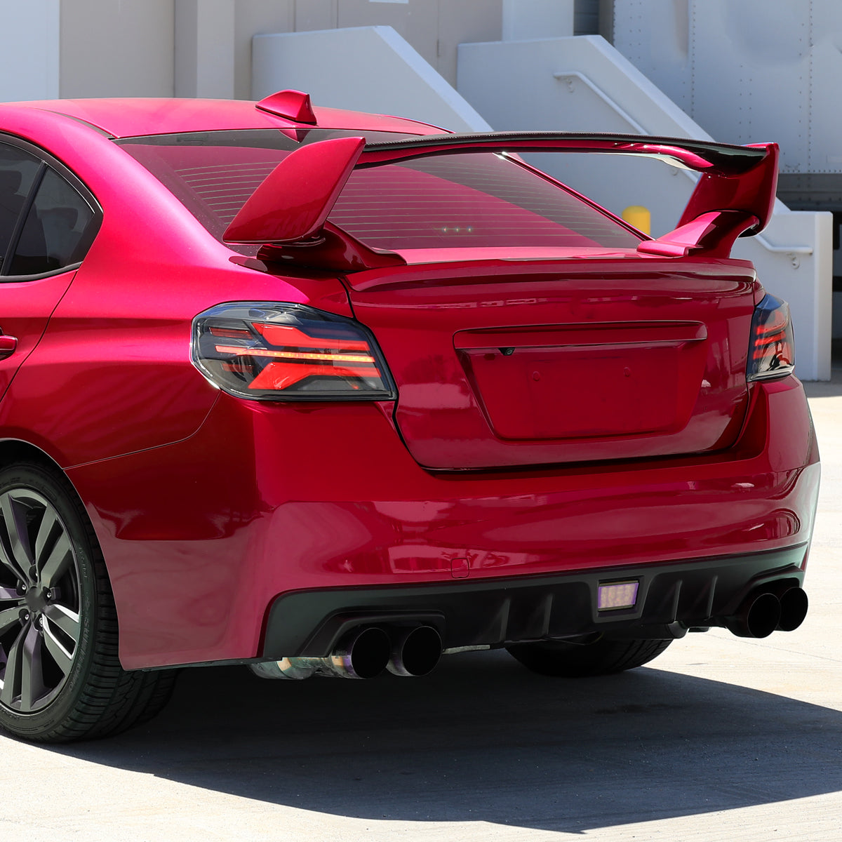 2015-2021 Subaru WRX STi Tail Light w/ Sequential Red LED Turn Signal and LED Side Marker Brake Reverse (Matte Black Housing / Clear Lens)