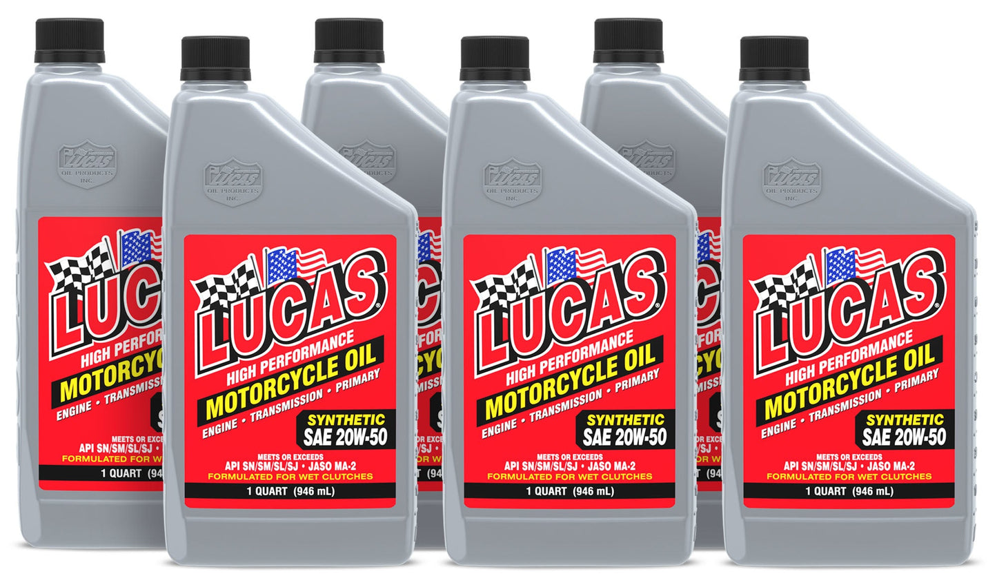 Synthetic SAE 20w50 Motorcycle Oil 6x1 Qt