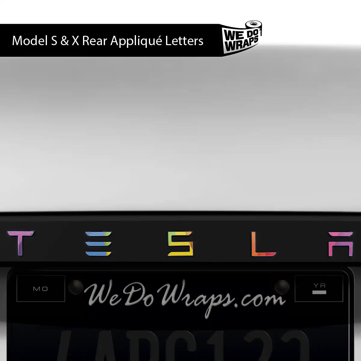 Layered Rainbow Tesla Emblem Decals (Front + Back) | Model X