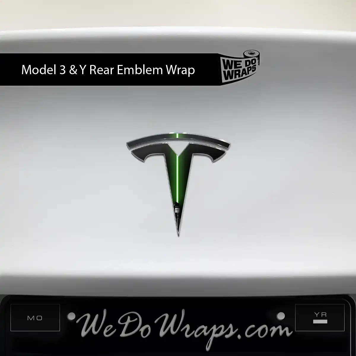 Green Laser Sword Tesla Emblem Decals (Front + Back) | Model 3