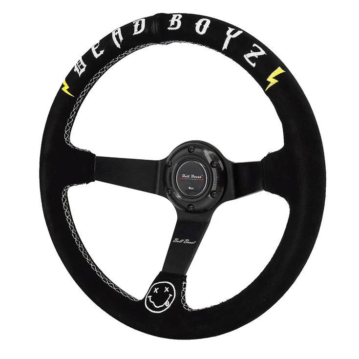Bull Boost Performance Deadboyz Universal 350mm 3" Deep Dish 6-Bolt Steering Wheel – Black Suede