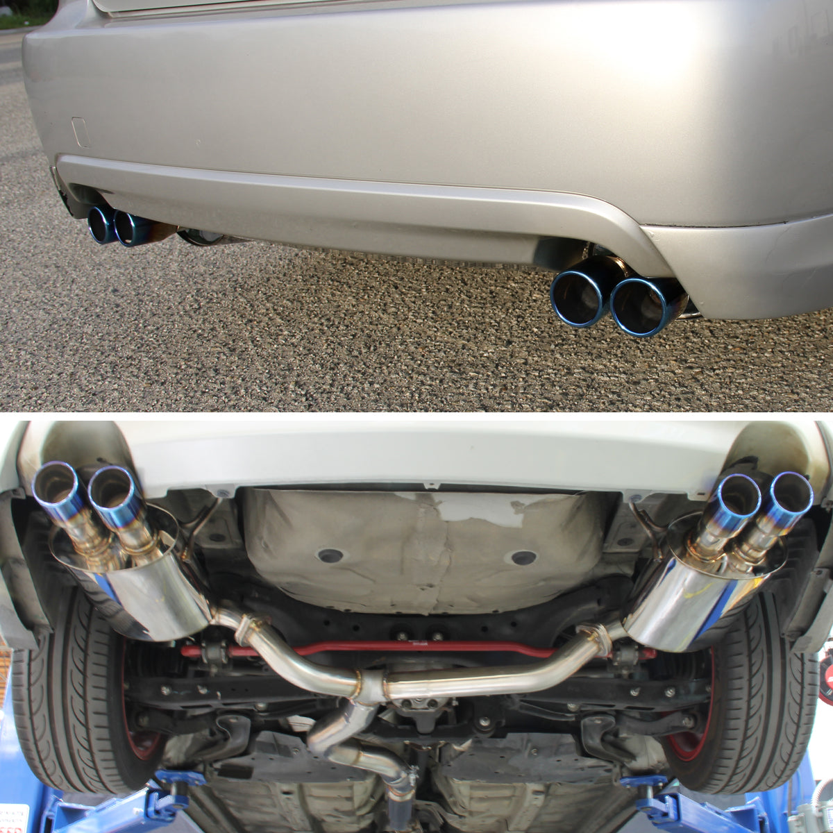 2008-2014 Subaru Impreza WRX STI Sedan Dual Catback Exhaust System (Burnt Quad Tip)
