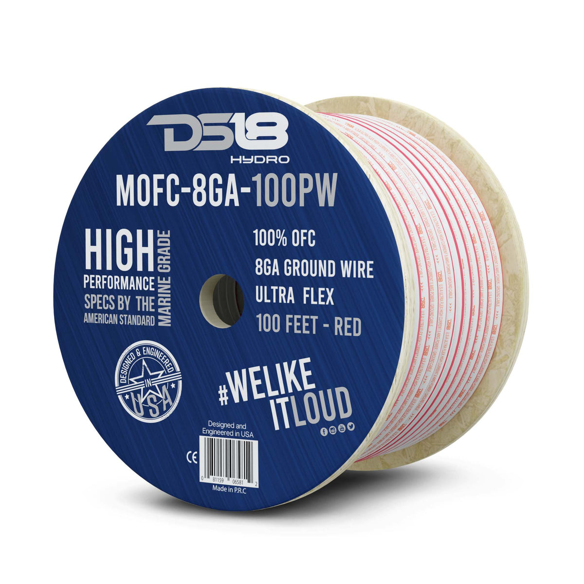 8-GA Marine Grade Tinned 100% Copper OFC Power Wire -100 Feet