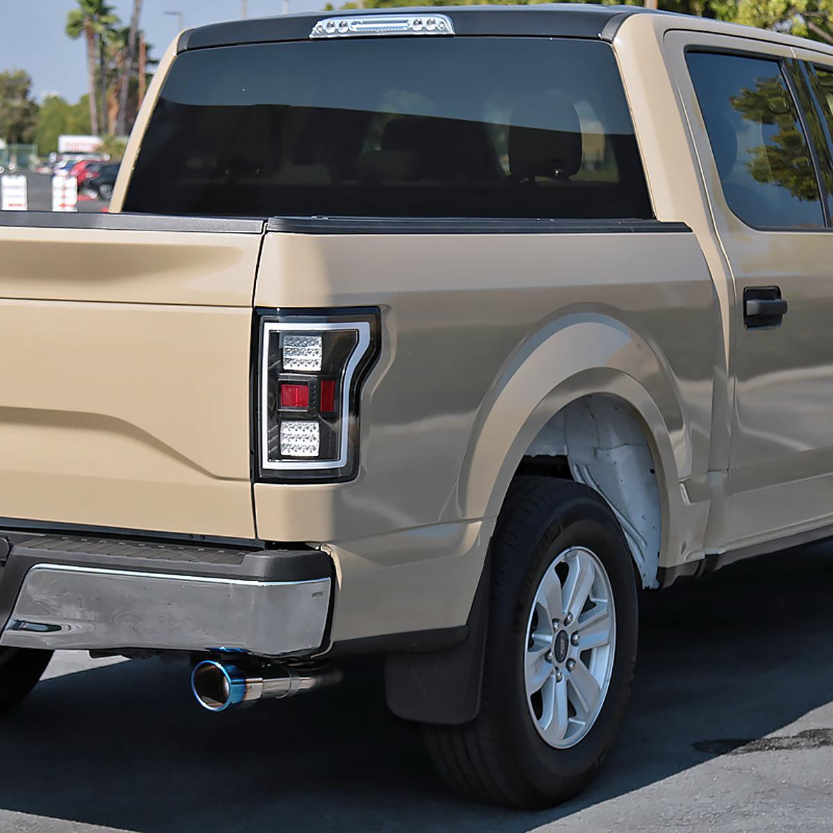 2015-2018 Ford F-150 Black ABS Front & Rear Mud Flap Splash Guards (Models without OEM Wheel Lip Moldings)
