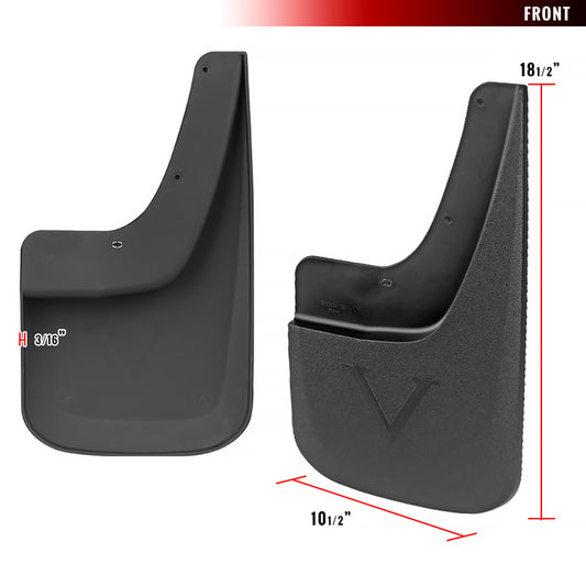 2014-2018 GMC Sierra 1500/2500HD/3500HD ABS Front & Rear Mud Flap Splash Guards (Single Rear Wheel Models Only)
