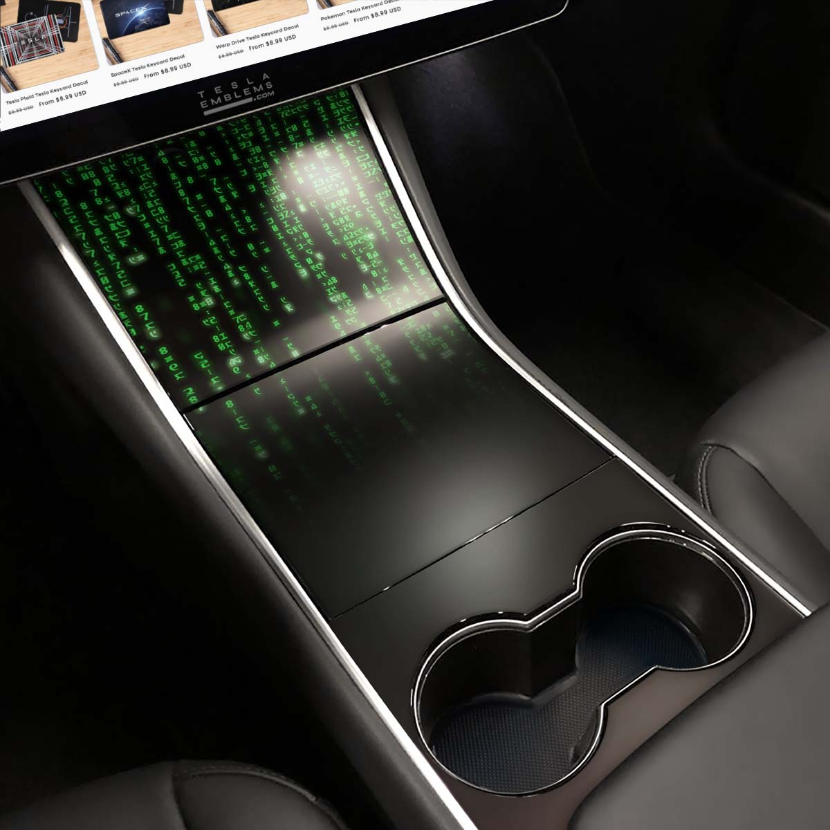 Digital Rain | Tesla Center Console Wrap Kit | Model 3 ’17-20