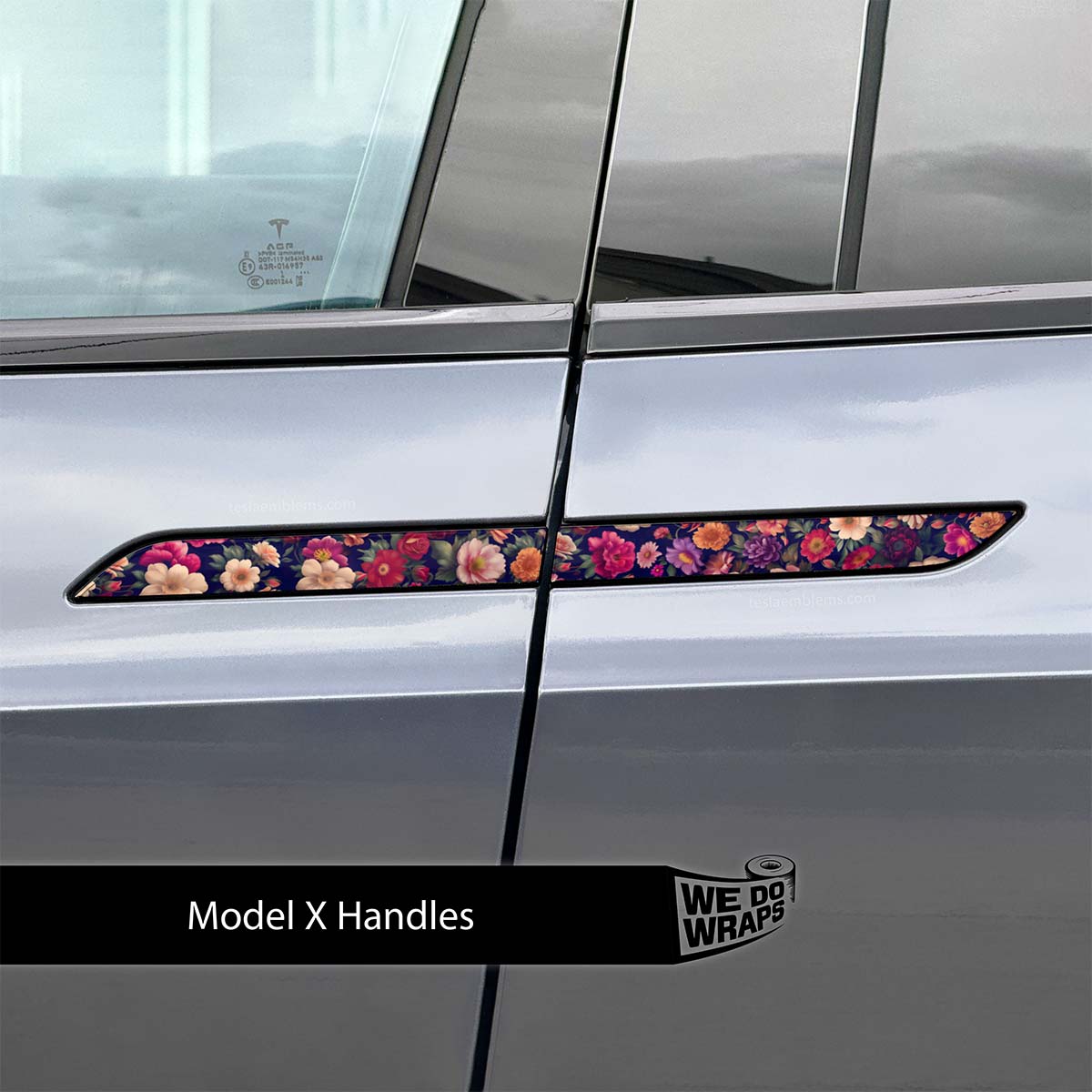 Midnight Bloom Tesla Door Handle Decals (4pcs)