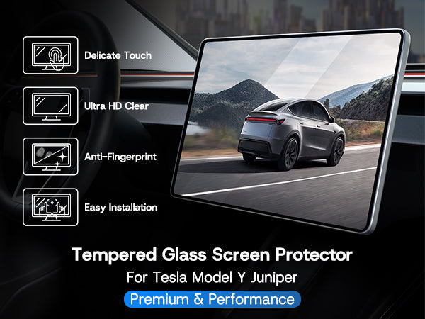 Tesla Model Y Juniper 2025-2026 & Model 3 Highland 2024-2026+ Matte Screen Protector – 2-Pack 15.4” Front & Rear 9H+ Tempered Glass, 16” Front Screen Protector Only, Anti-Glare & Fingerprint Screen Cover