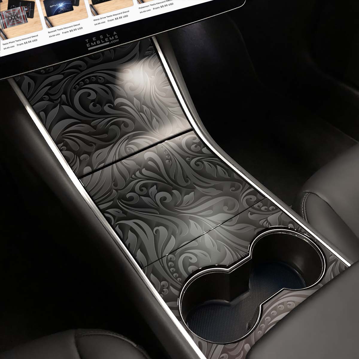 Nocturnal Petals | Tesla Center Console Wrap Kit | Model 3 ’17-20