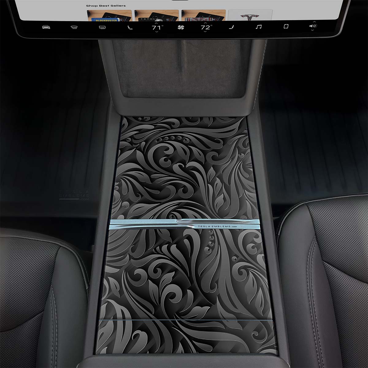 Nocturnal Petals | Tesla Center Console Wrap Kit | Model 3 '24-26 Refresh