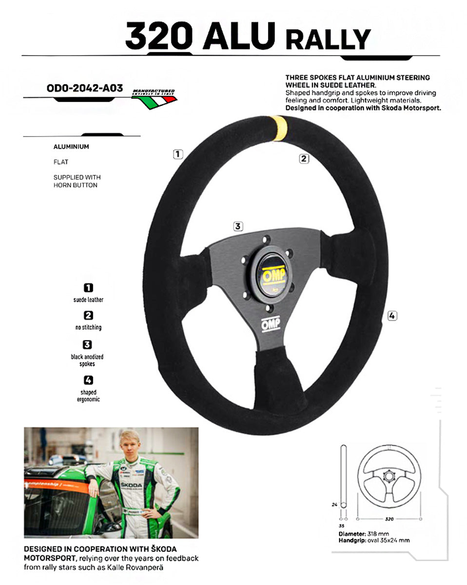 OMP 320 ALU Rally Steering Wheel | 320mm Suede Racing Wheel