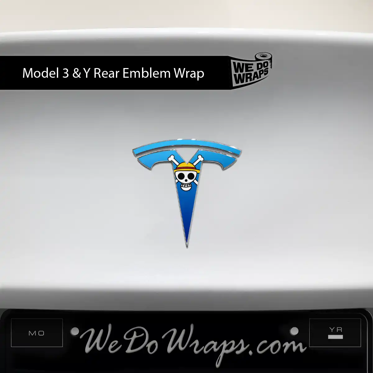 Straw Hat Pirate Tesla Emblem Decals (Front + Back) | Model 3