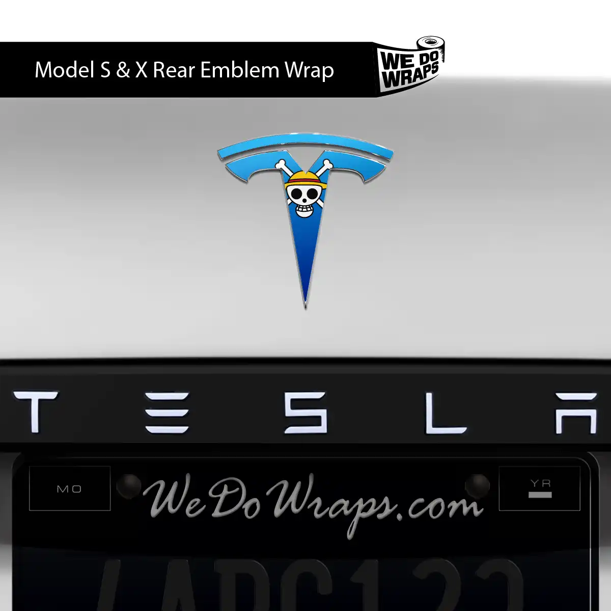 Straw Hat Pirate Tesla Emblem Decals (Front + Back) | Model X