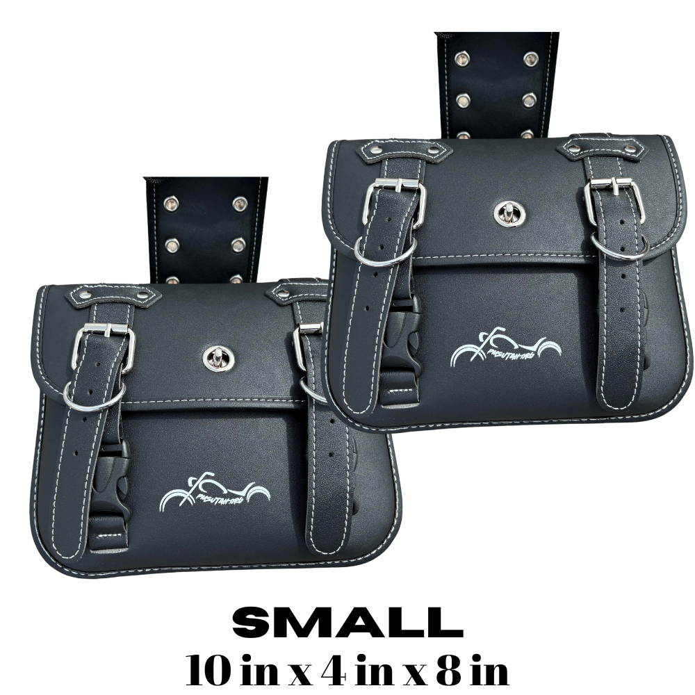 Motorcycle Saddlebags with Cupholders - Black Pair