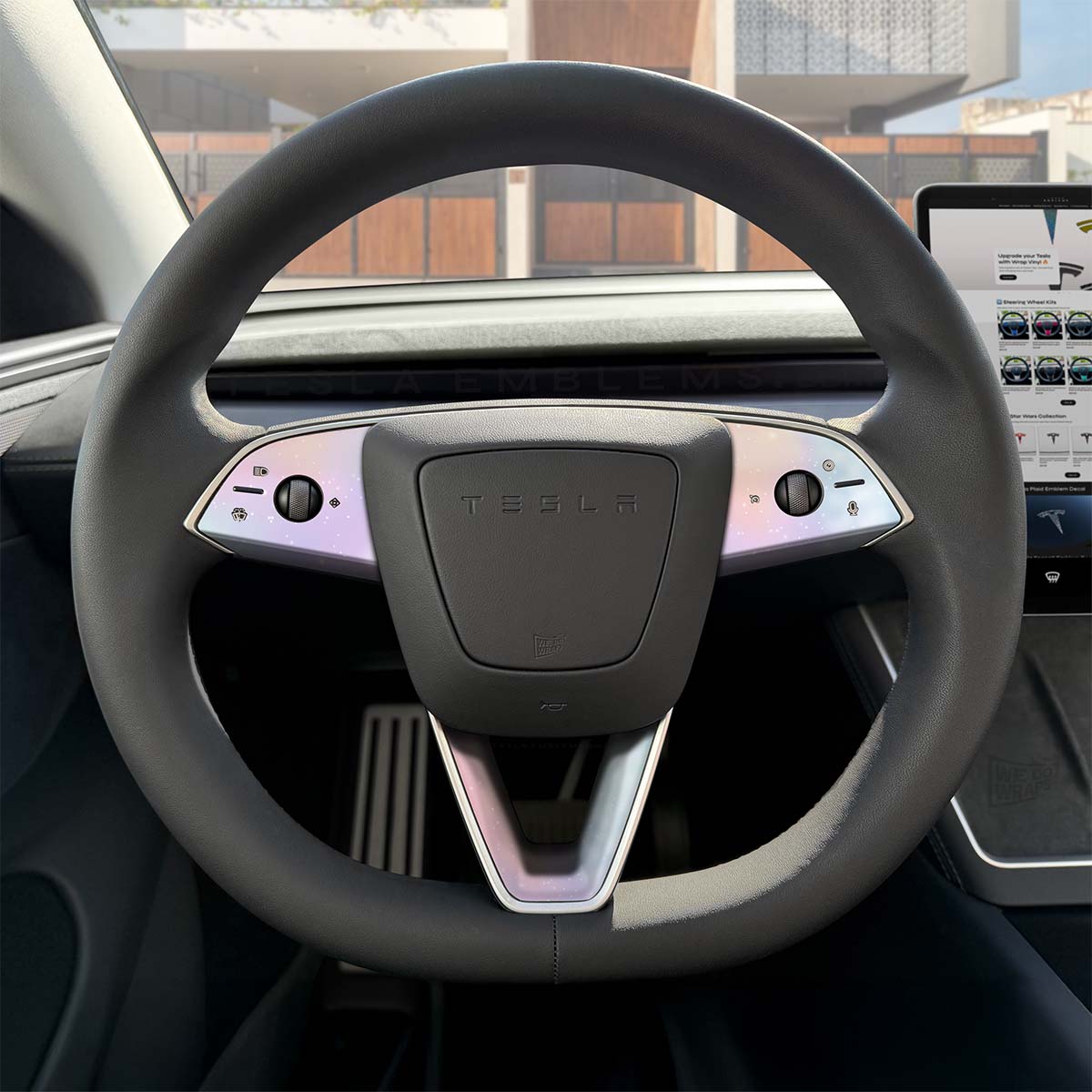 Pastel Galaxy Tesla Steering Wheel Trim Decal Kit (3pcs) | MY 2026+ Refresh