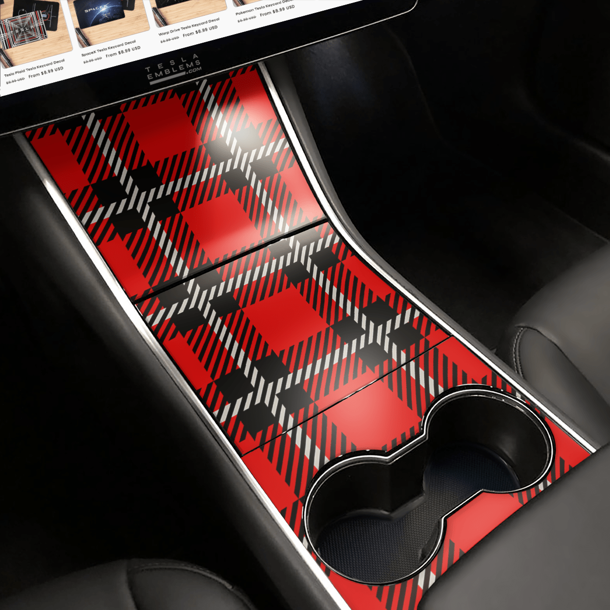 Tartan Plaid | Tesla Center Console Wrap Kit | Model 3 ’17-20