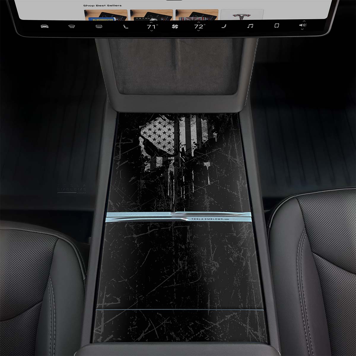 Distressed Skull | Tesla Center Console Wrap Kit | Model 3 '24-26 Refresh