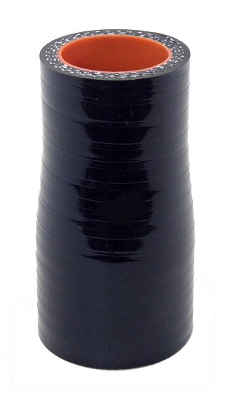 1.25" ID to 1" ID x 3" Long Silicone Reducing Sleeve, Gloss Black