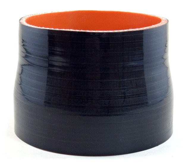 4" ID to 3.63" ID x 3" Long Silicone Reducing Sleeve, Gloss Black