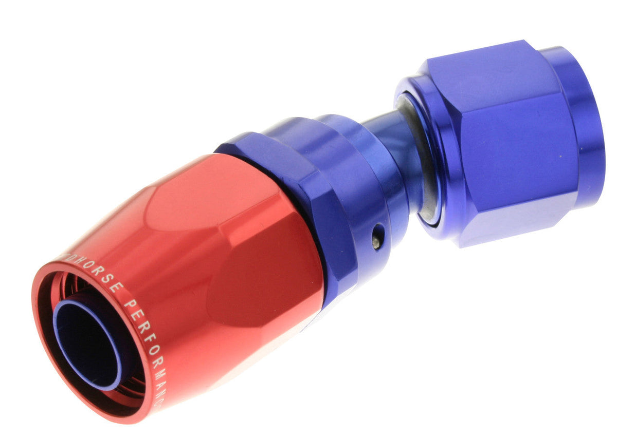 4an 30-Deg Hose End Double Swivel Red/Blue