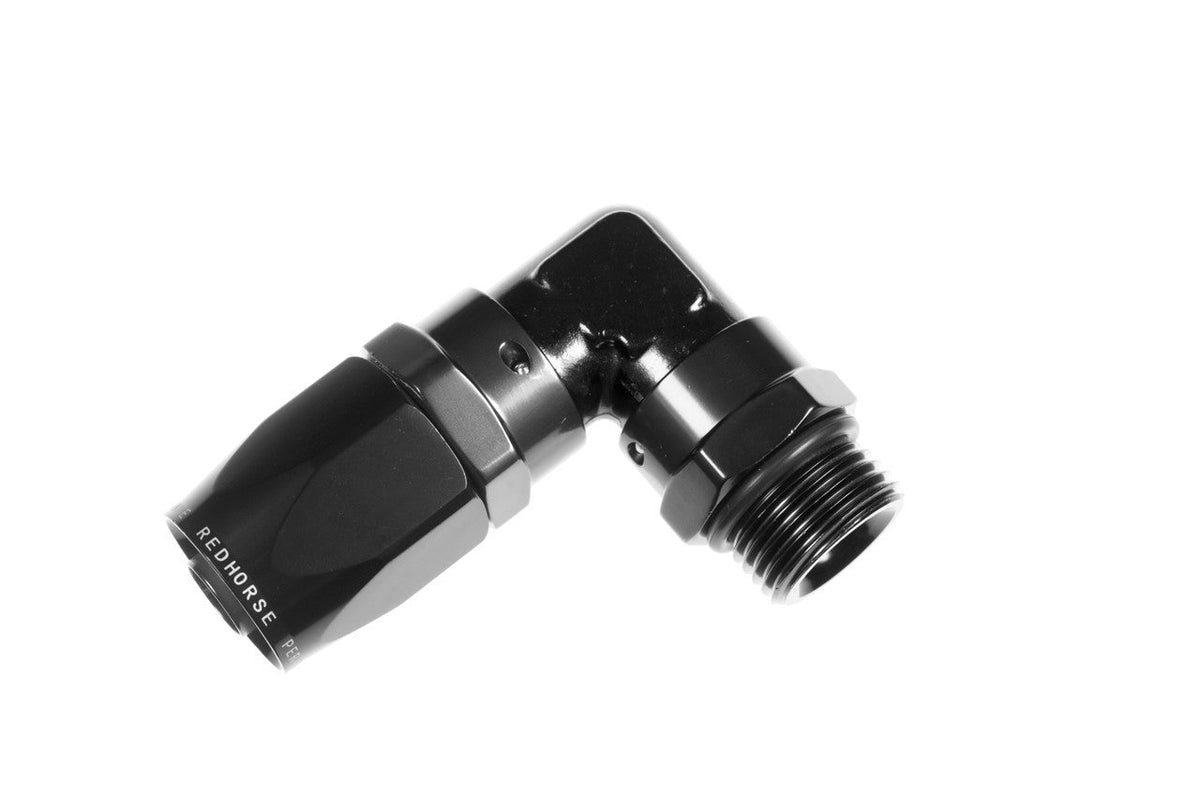 6AN Hose End to 6AN ORB Male Swivel 90Deg Black