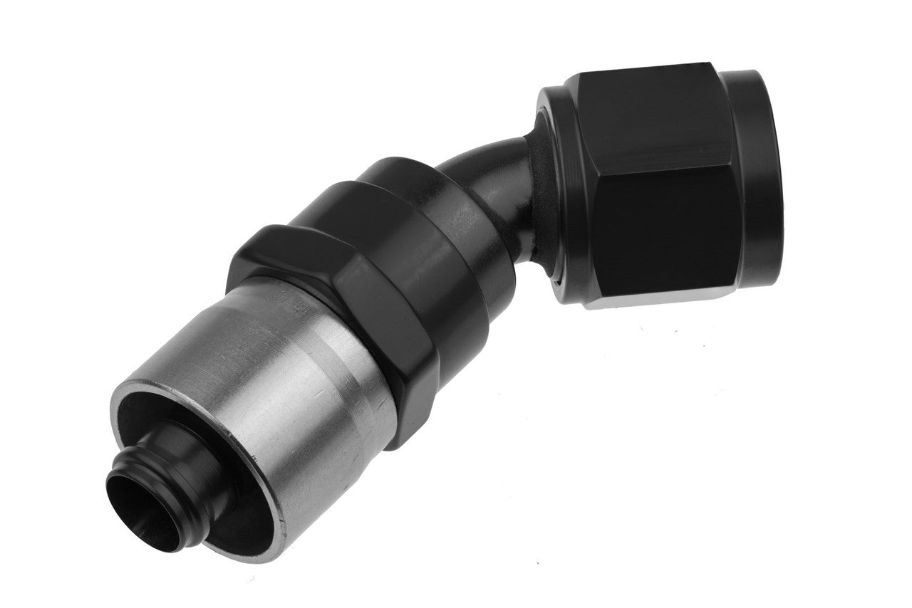 8AN 45Deg Crimp Hose End Black