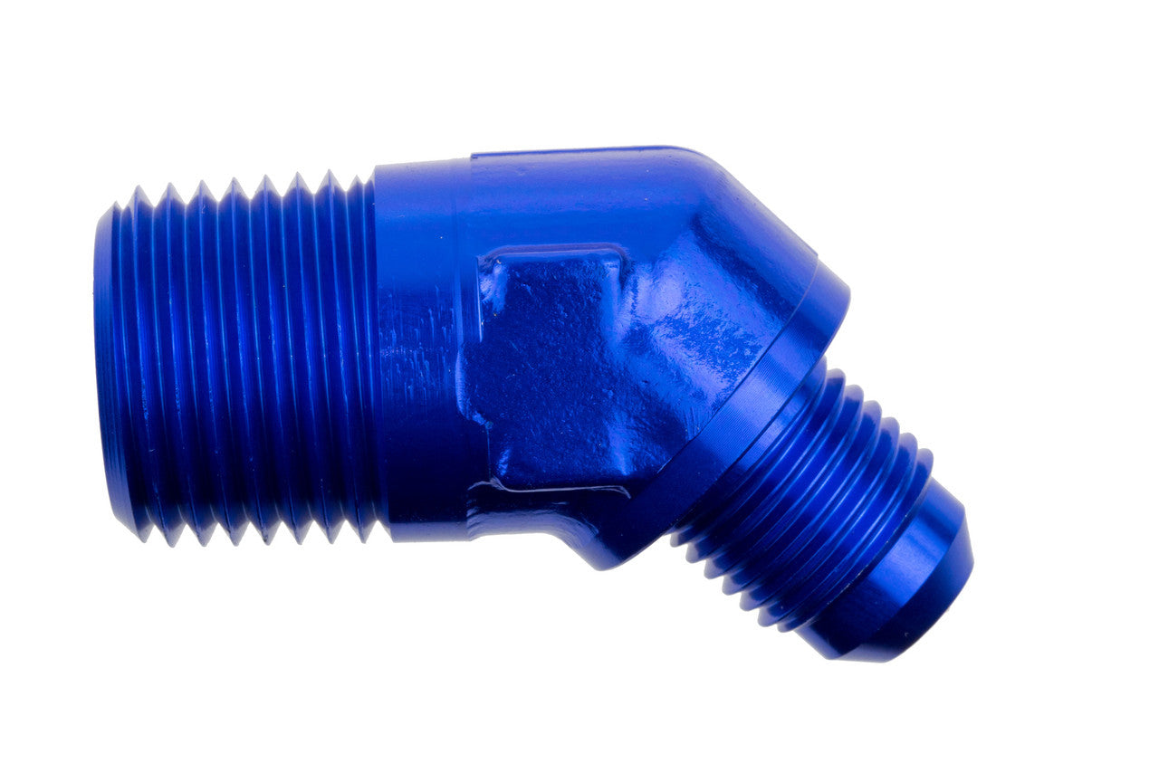 6AN 45Deg Male Adapter to 1/8in NPT Male Blue