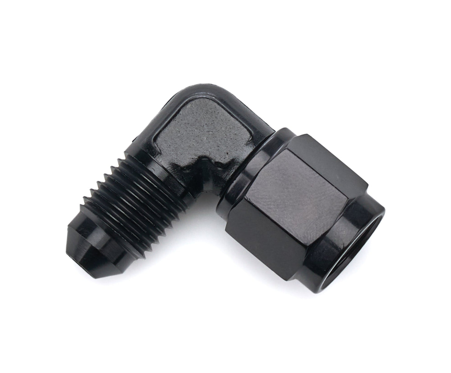 4AN male to 4AN Female Fitting 90-Deg Black