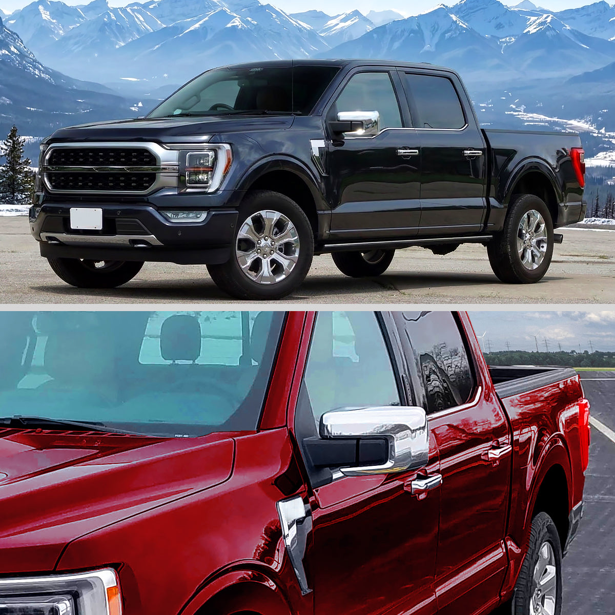 2021-2025 Ford F-150 Chrome Power Adjustable, Manual Fold & Heated Side Mirror - Driver Side Only