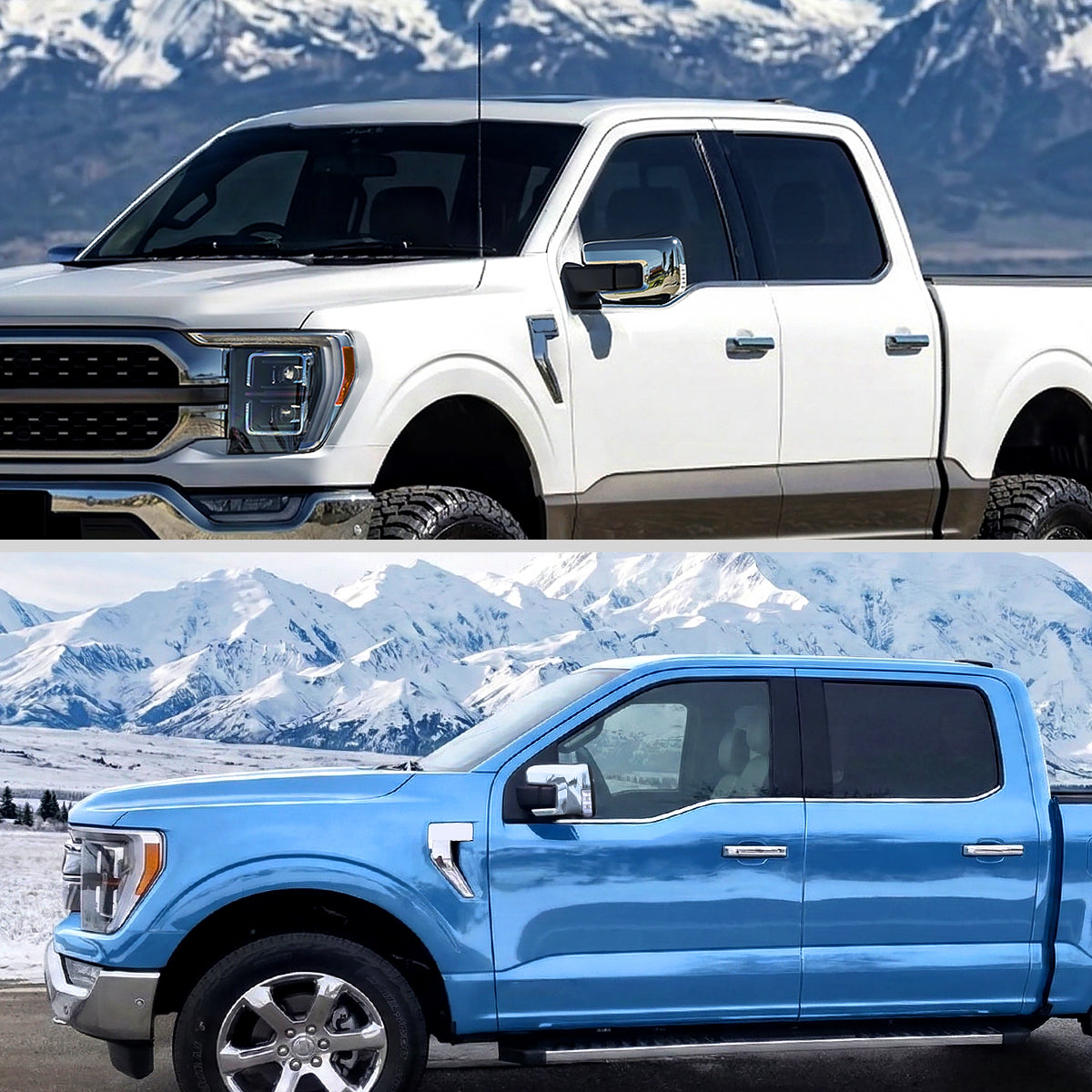 2021-2025 Ford F-150 Chrome Power Adjustable, Manual Fold, BSD & Heated Side Mirror w/ LED DRL Turn Signal Light - Driver Side Only