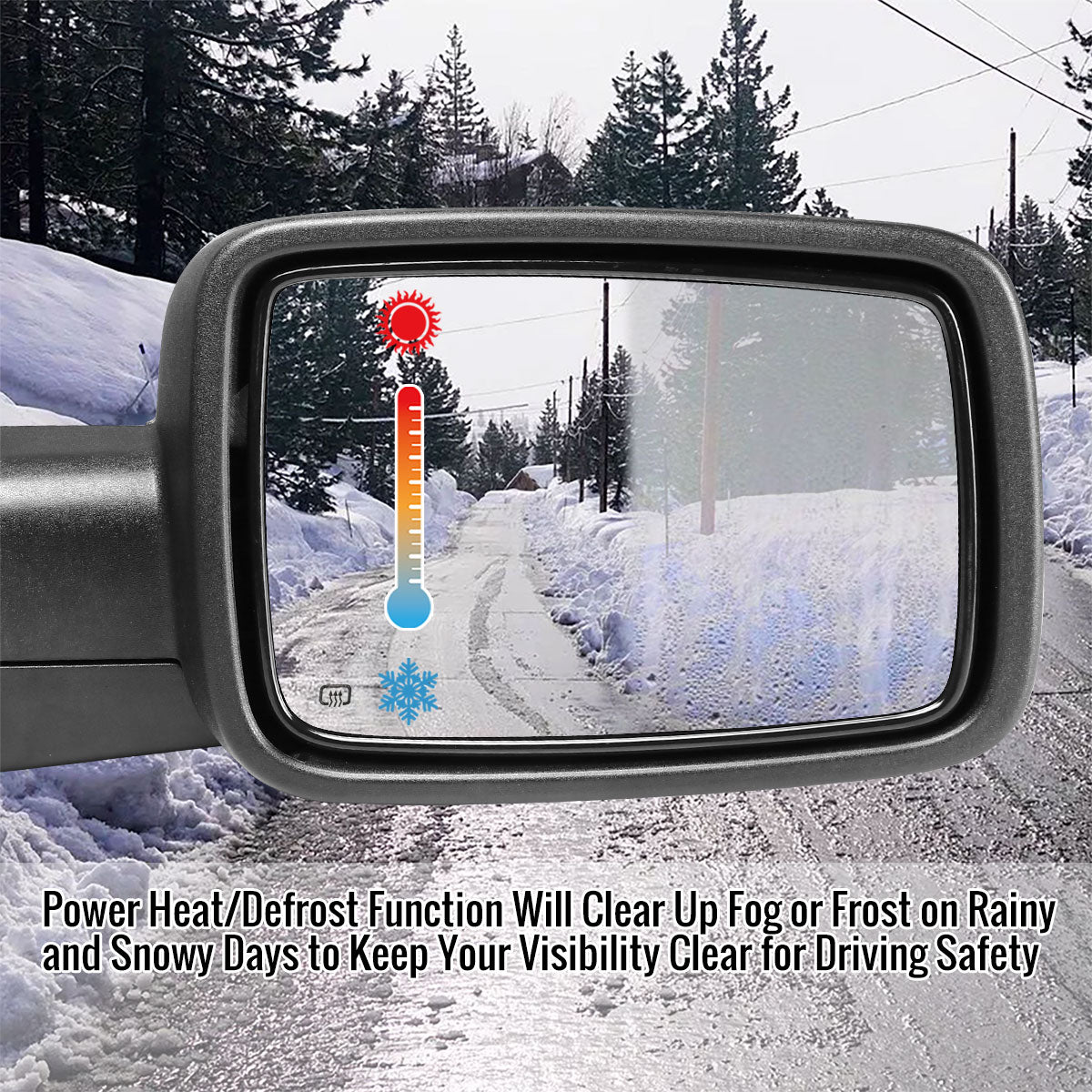 2009-2012 Dodge RAM Black Power Adjustable & Heated Side Mirror w/ LED Turn Signal & Puddle Light - Passenger Side Only