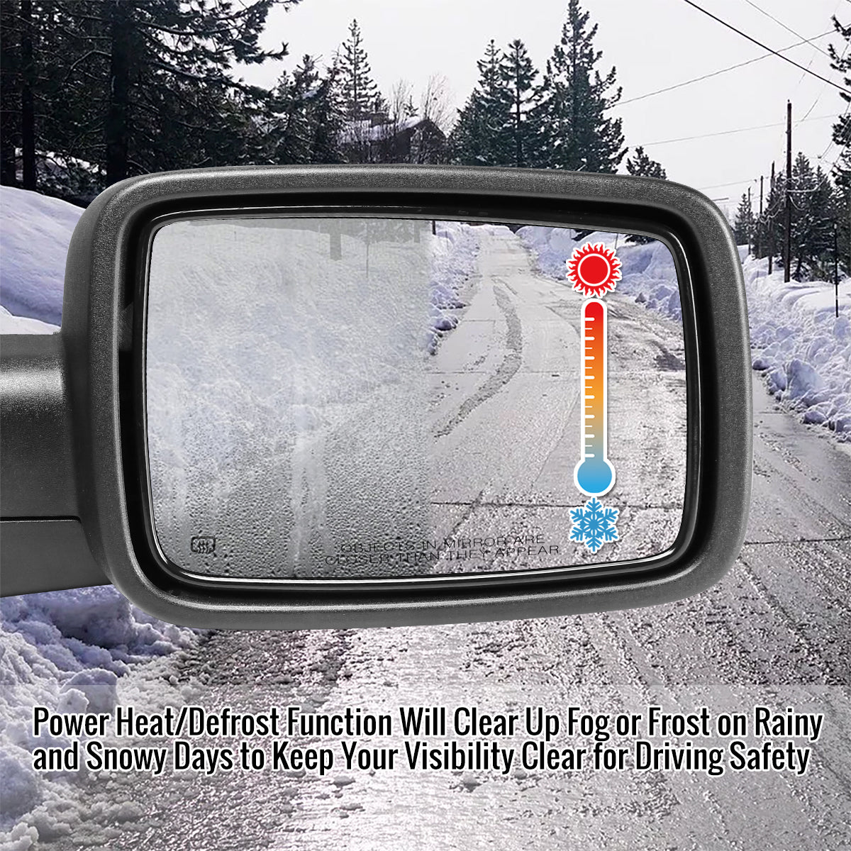 2013-2019 Dodge RAM Black Power Adjustable & Heated Side Mirror w/ LED Turn Signal & Puddle Light - Passenger Side Only