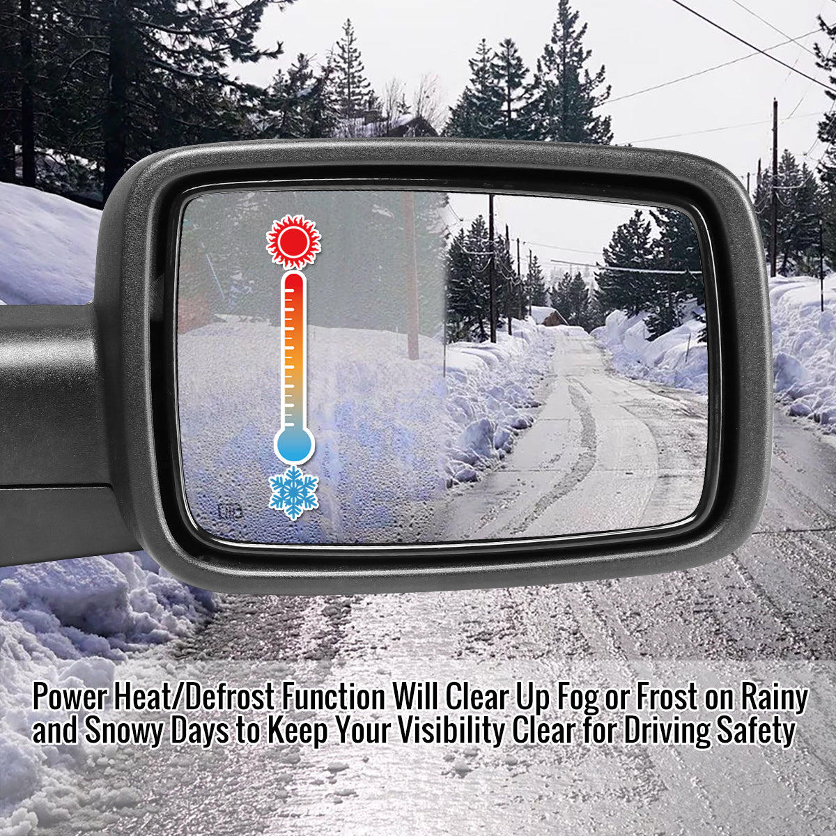 2014-2018 Chevrolet Silverado/GMC Sierra Glossy Black Power Adjustable & Heated Side Mirror w/ LED Puddle Light - Passenger Side Only